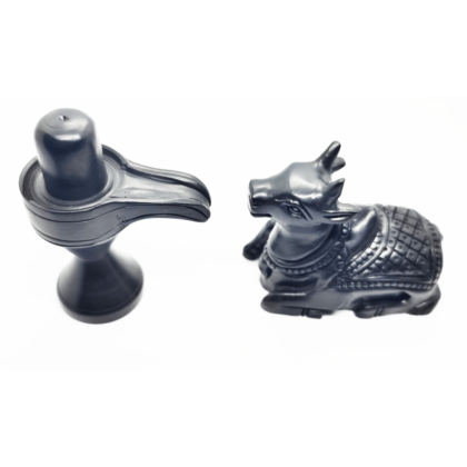 Handmade Original Karungali Wood Shiva Lingam and Nandi Statue